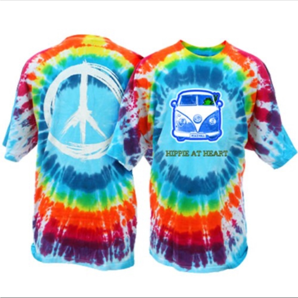 Peace Frogs Hippie At Heart Tie Dye Short Sleeve T-Shirt